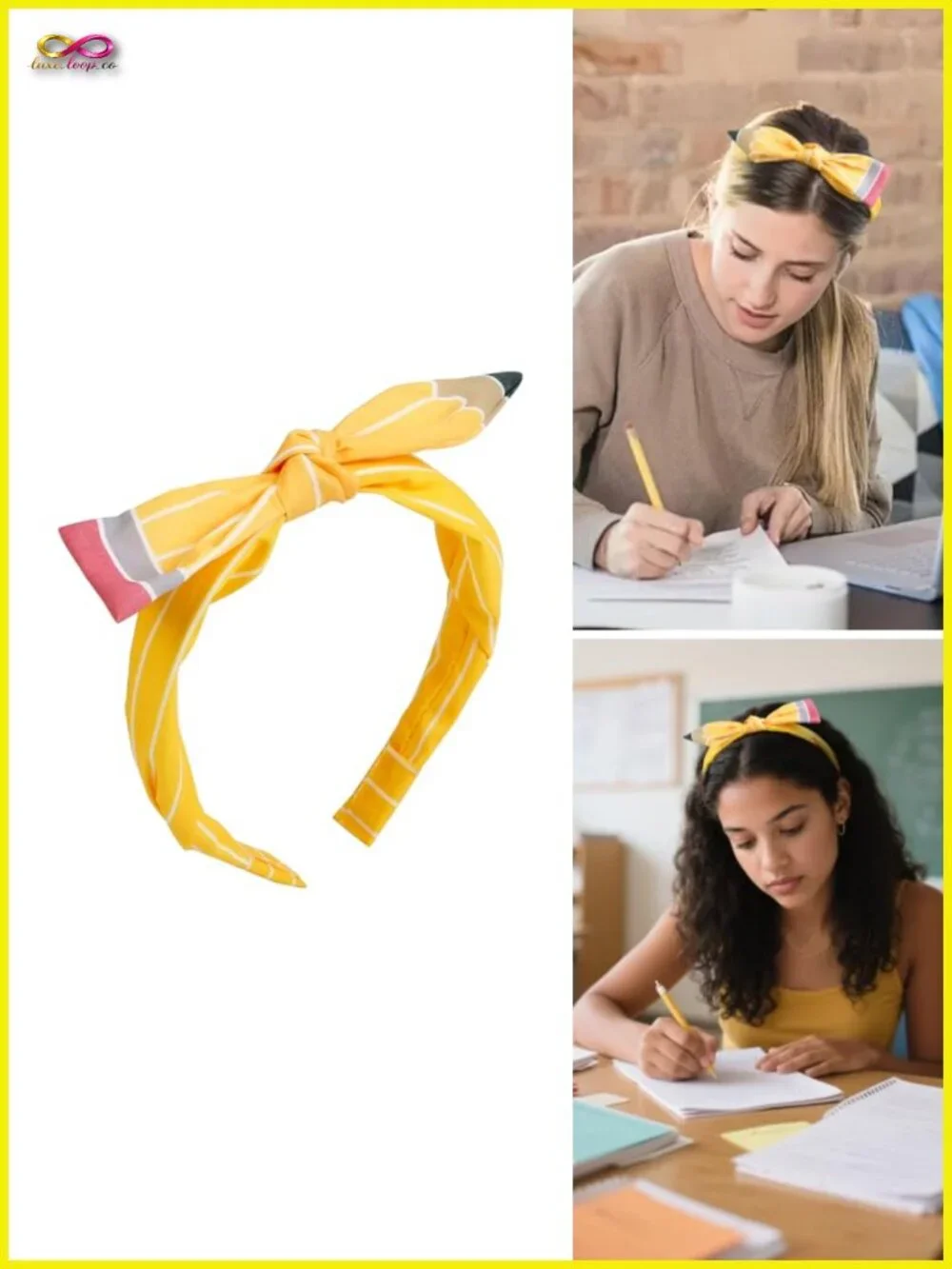 Back to School Pencil Headband for Women Teacher Student Hair Accessory